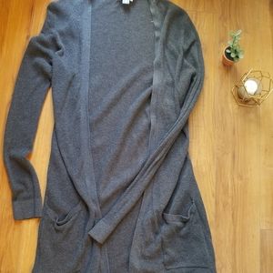 gray knit cardigan